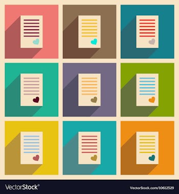 Concept of flat icons with long shadow love letter vector image
