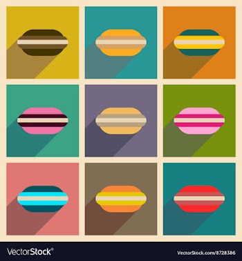 Concept of flat icons with long shadow macaroon vector image