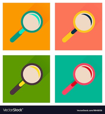 Concept of flat icons with long shadow magnifying vector image