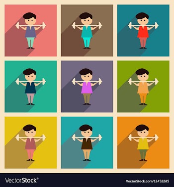 Concept of flat icons with long shadow man barbell vector image