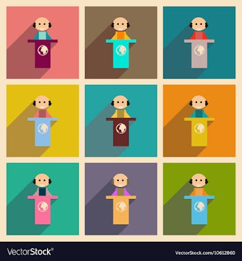 Concept of flat icons with long shadow man stands vector image