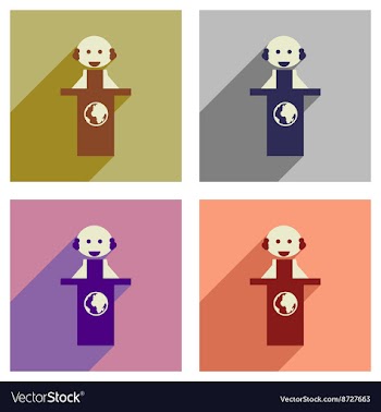 Concept of flat icons with long shadow man stands vector image