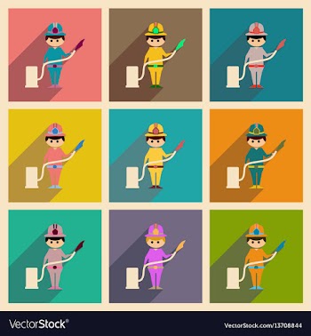 Concept of flat icons with long shadow man vector image
