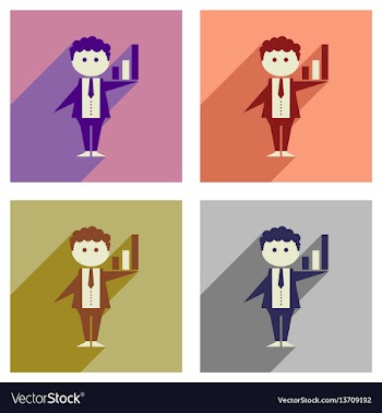Concept of flat icons with long shadow man vector image