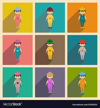 Concept of flat icons with long shadow Man worker vector image