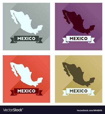 Concept of flat icons with long shadow map of vector image