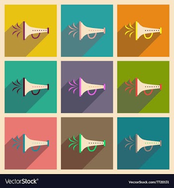 Concept of flat icons with long shadow megaphone vector image