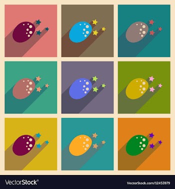 Concept of flat icons with long shadow meteorite vector image