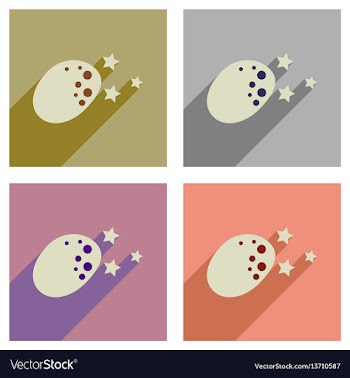 Concept of flat icons with long shadow meteorite vector image