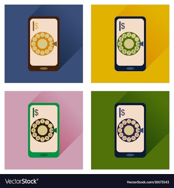 Concept of flat icons with long shadow mobile call vector image