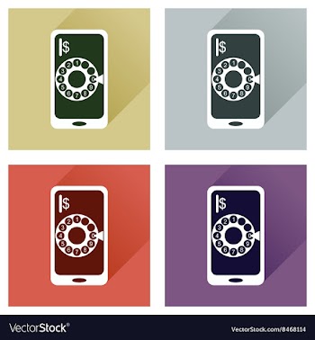 Concept of flat icons with long shadow mobile call vector image