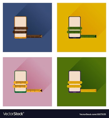 Concept of flat icons with long shadow mobile diet vector image