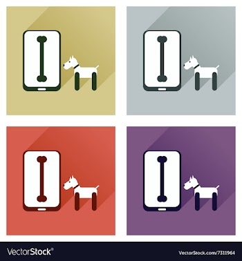 Concept of flat icons with long shadow mobile pet vector image