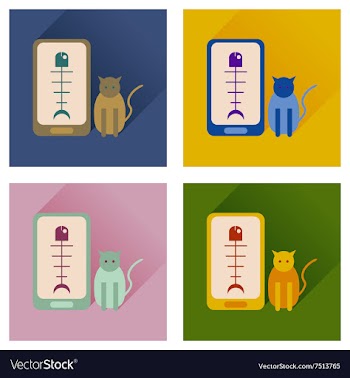 Concept of flat icons with long shadow mobile pet vector image