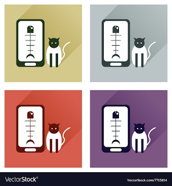 Concept of flat icons with long shadow mobile pet vector image