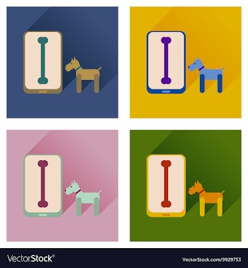 Concept of flat icons with long shadow mobile pet vector image