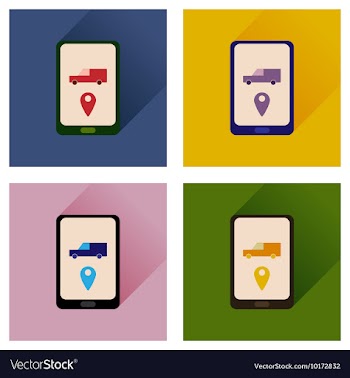 Concept of flat icons with long shadow mobile vector image