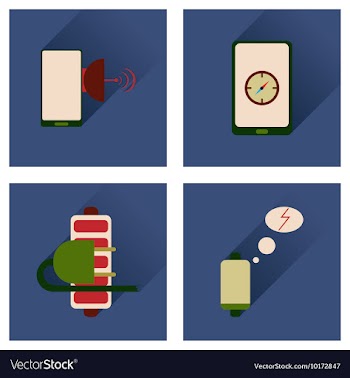 Concept of flat icons with long shadow mobile vector image
