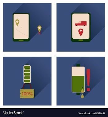Concept of flat icons with long shadow mobile vector image
