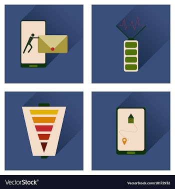 Concept of flat icons with long shadow mobile vector image