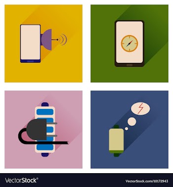 Concept of flat icons with long shadow mobile vector image