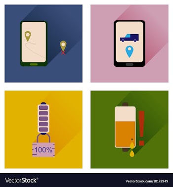 Concept of flat icons with long shadow mobile vector image