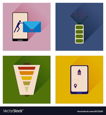 Concept of flat icons with long shadow mobile vector image