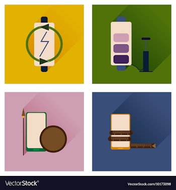 Concept of flat icons with long shadow mobile vector image