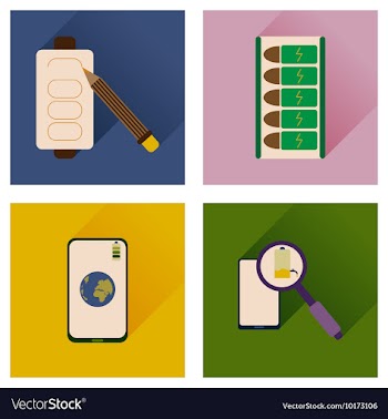 Concept of flat icons with long shadow mobile vector image