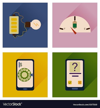 Concept of flat icons with long shadow mobile vector image