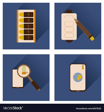 Concept of flat icons with long shadow mobile vector image
