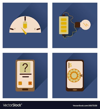 Concept of flat icons with long shadow mobile vector image