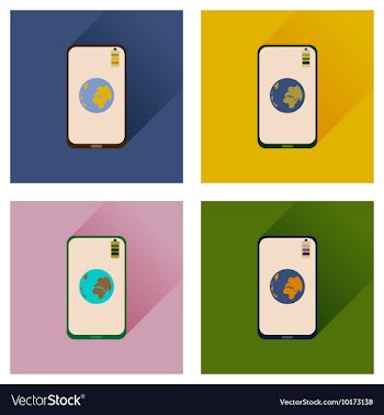 Concept of flat icons with long shadow Mobile vector image