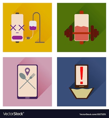 Concept of flat icons with long shadow mobile vector image