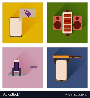 Concept of flat icons with long shadow mobile vector image