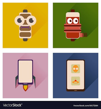 Concept of flat icons with long shadow mobile vector image
