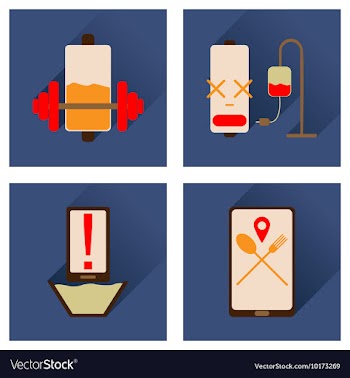 Concept of flat icons with long shadow mobile vector image
