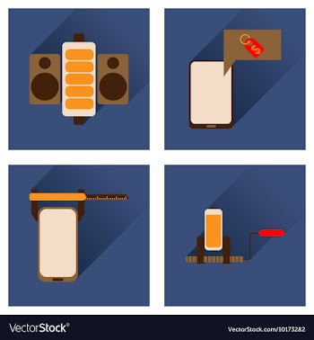 Concept of flat icons with long shadow mobile vector image