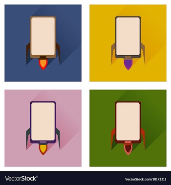 Concept of flat icons with long shadow mobile vector image