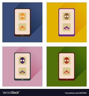 Concept of flat icons with long shadow mobile vector image