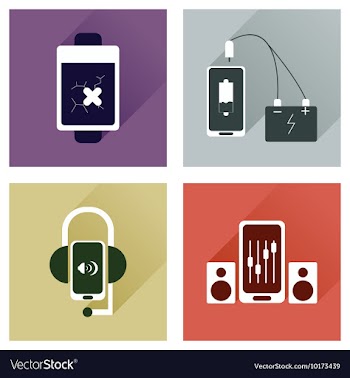 Concept of flat icons with long shadow mobile vector image