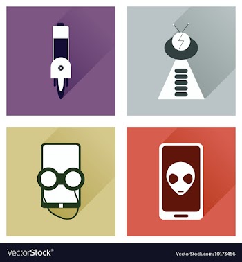 Concept of flat icons with long shadow mobile vector image