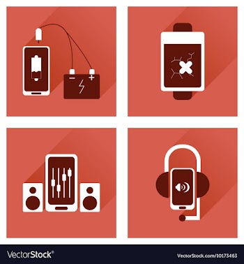 Concept of flat icons with long shadow mobile vector image