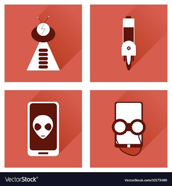 Concept of flat icons with long shadow mobile vector image