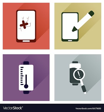 Concept of flat icons with long shadow mobile vector image