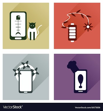 Concept of flat icons with long shadow mobile vector image