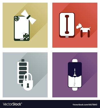 Concept of flat icons with long shadow mobile vector image