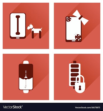 Concept of flat icons with long shadow mobile vector image