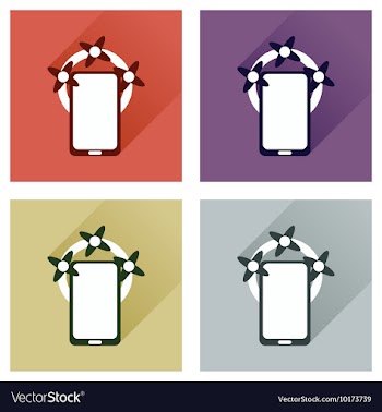 Concept of flat icons with long shadow mobile vector image