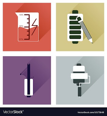 Concept of flat icons with long shadow mobile vector image